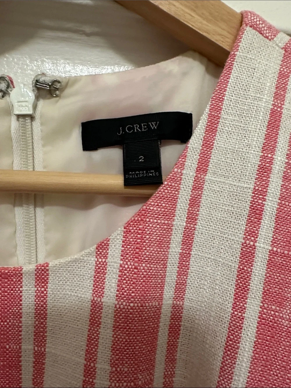 J. Crew Pink & White Striped Sleeveless Tie-Waist Dress